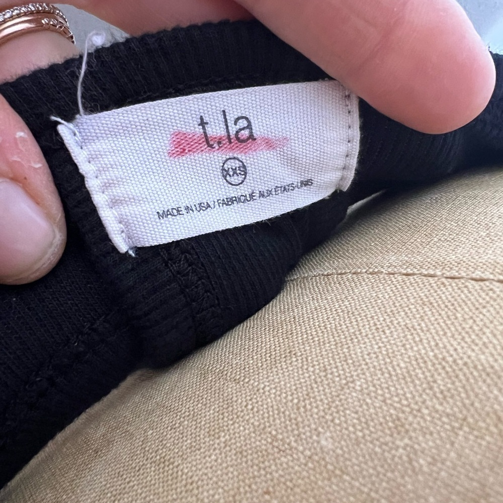 Anthropologie t.La black stretchy ribbed mini dress xxs - Picture 5 of 6